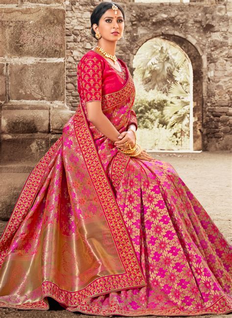 Buy Pink Bridal Designer Traditional Saree Online 100382 Bridal Sarees