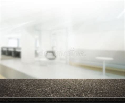 Wood Table Of Blur Background In Office Stock Image Image Of Counter