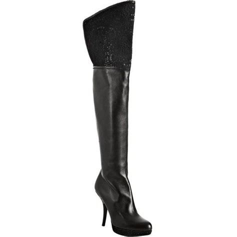 Christian Dior Black Lambskin Dior Byz Over The Knee Boots Black Heel Boots High Heel Boots