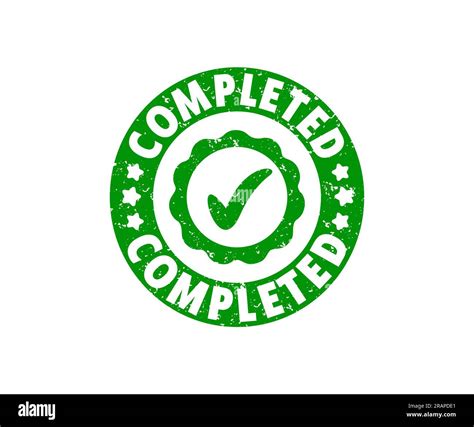 Completed Tick Stamp Logo Design Round Icon And Seal On A White