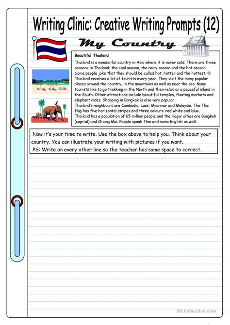 Writing Clinic Creative Writing Prompts 12 My Country Worksheet