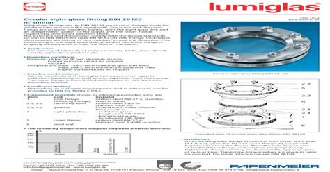 Circular Sight Glass Fitting Din 28120 Data Sheet 01 01 Or Sight Glass Fittings Acc To Din