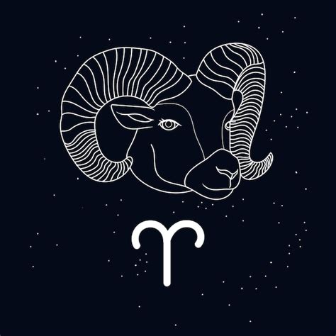 Premium Vector Aries Zodiac Sign White Symbol On Black Background