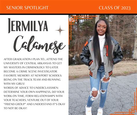 Senior Spotlight Jermilya Calamese Newport School District
