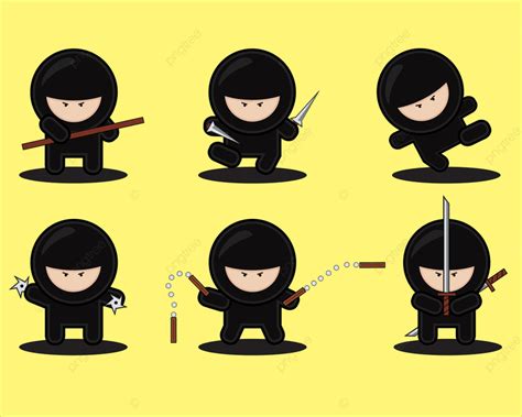 Cartoons Ninja Vector Design Images Vector Cartoon Set Of Ninjas