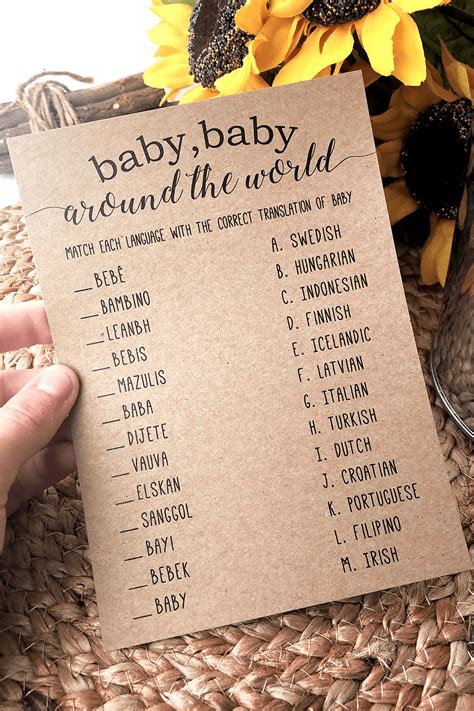 Baby Around The World Baby Shower Game Baby In Different Languages
