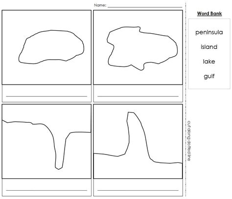 Simple Land And Water Forms Blackline Masters Montessori Geography