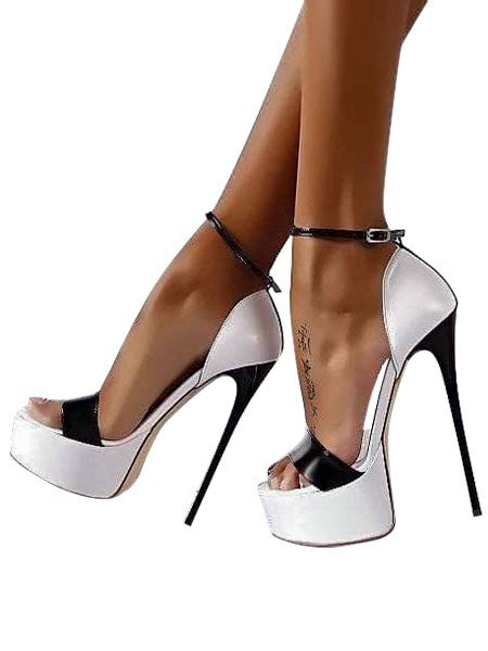 Chaussures Femmes 2024 Blanc Sexy Bout Ouvert Plateforme Talon Haut Sangle De Cheville Sandales
