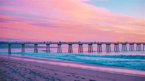 Hd Wallpaper Hermosa Beach Pier California United States Wave Pink