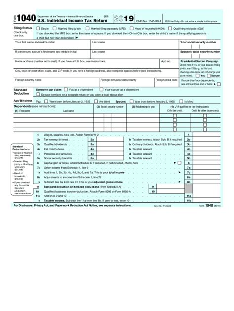 2019 Form Irs 1040 Fill Online Printable Fillable Blank Pdffiller