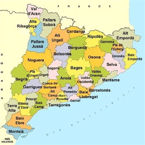 Mapa De Comarcas De Catalunya Apuntes De Administración De Empresas
