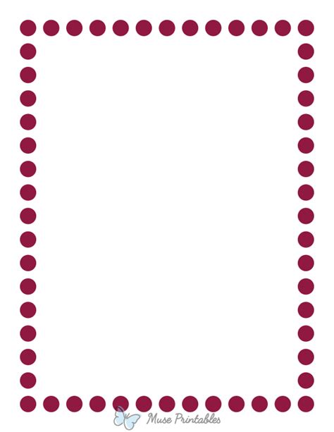 Printable Burgundy Thick Dotted Line Page Border
