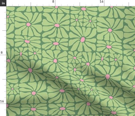 Preppy Pink And Green Floral Normal Fabric Spoonflower