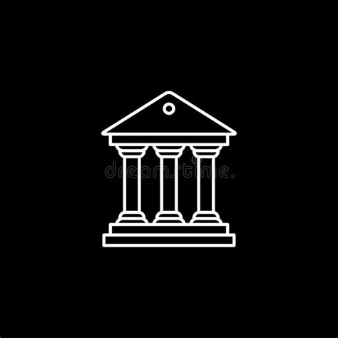 Bank Line Icon On Black Background Black Flat Style Vector