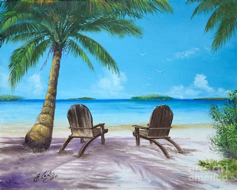 Two Chairs On The Beach Painting By Earl Butch Curtis