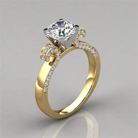 The advantage of buying a sets is so that the engagement ring and wedding band fit together perfectly on your finger—plus, most also look good separately—and share cohesive design elements. Vintage Floral Design Round Cut Engagement Ring - Forever Moissanite