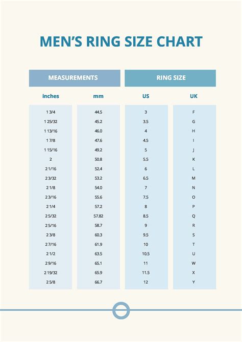 Mens Ring Size Chart Cm