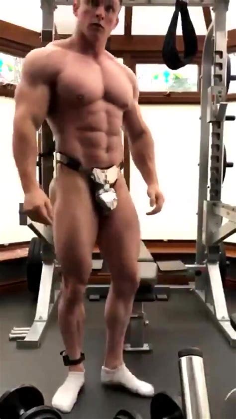 muscle slave caged cock work out in public