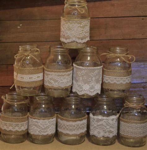 10 Burlap Mason Jar Sleeves Diy Wedding Decorations Rustic Wedding