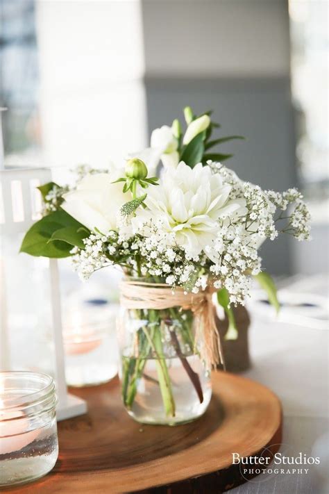 Mason Jar Wedding Flowers Different White Flower Mason Jar Wedding