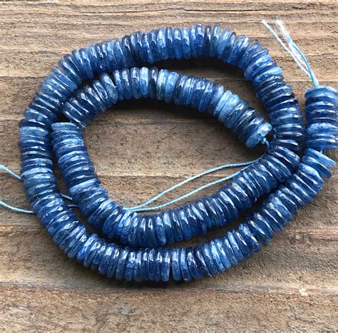 Large Kyanite Beads Rondelles Smooth Polished Rondelle Stone 8 Beads