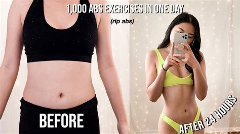 1000 abs exercises in one day rip abs before and after results youtube
