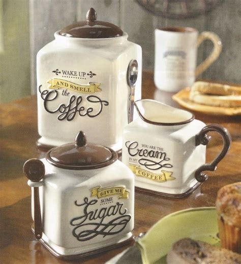 See more ideas about kitchen decor, cafe kitchen decor, decor. New Coffee Themed Canister, Sugar Bowl & Creamer Kitchen ...