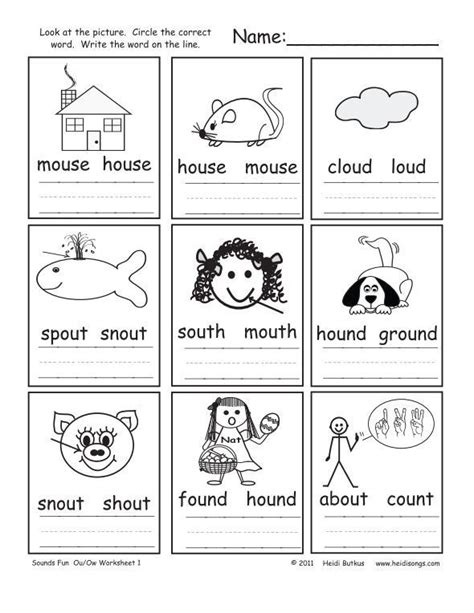 Ou Ow Sounds Fun Worksheets Heidi Songs In 2021 Phonics Worksheets