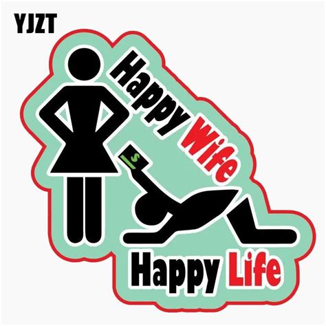Yjzt 127cm121cm Personality Reflective Car Sticker Happy Wife Happy Life The Tail Of The Car