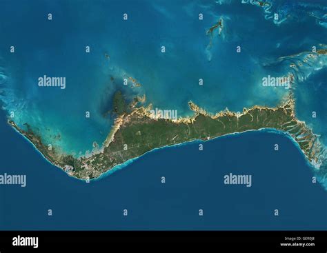 Satellite View Of Grand Bahama Bahamas This Image Was Compiled From