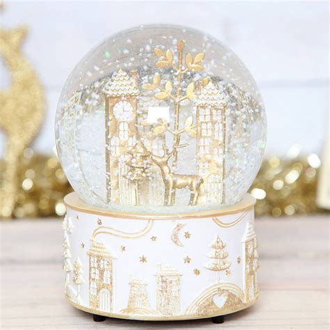 Christmas Gold Deer Musical Snow Globe Dome Christmas Snow Globes
