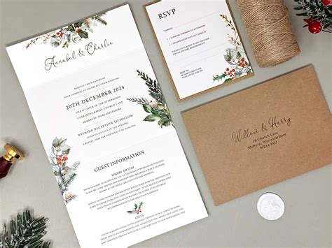 Winter Tri Fold Wedding Invite Wedding Stationery Tinyfox