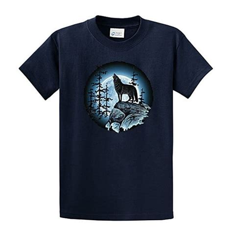 Trenz Shirt Company Wolf Moon T Shirtwolf Howling At Moon Navyblue
