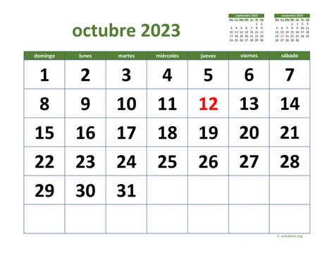 Calendario Octubre 2023 Con Festivos Imagesee