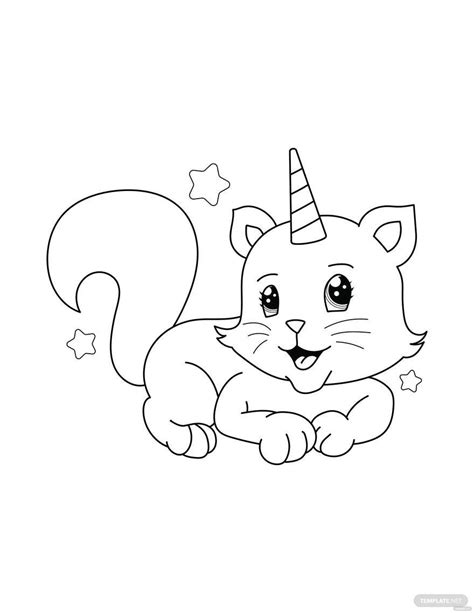 Free Unicorn Cat Coloring Page Illustrator  Png Pdf Svg