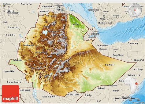 Physical 3d Map Of Ethiopia Shaded Relief Outside Map India World