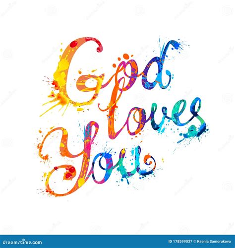 God Loves You Calligraphic Letters Stock Vector Illustration Of