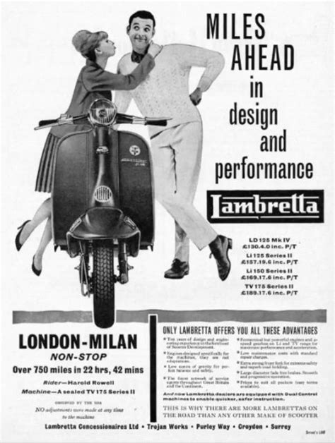 Lambretta Advert Classic 1960s Vespa Mod Mini Culture Scooter Vintage