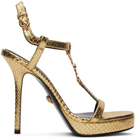 versace gold medusa 95 metallic heeled sandals versace