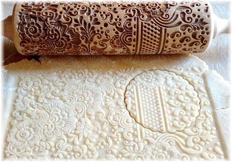 Paisley Laser Engraved Wooden Rolling Pin Embossed Stamp Etsy