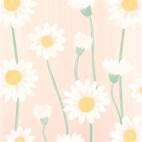 Hand Drawn Daisy Patterned Background Vector Premium Image By