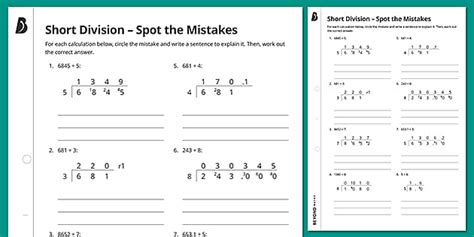 👉 Short Division Spot The Mistakes Ks3 Maths Beyond