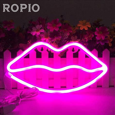Ropio Lips Led Neon Sign Night Lights Unique Design Soft
