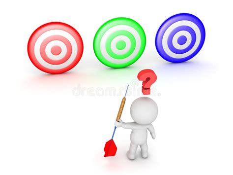 3d Character On Target With Dart Arrow Close Stock Illustration