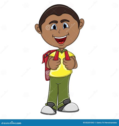 Little Boy With Backpack Cartoon Stock Vector Illustration Of Cartoon