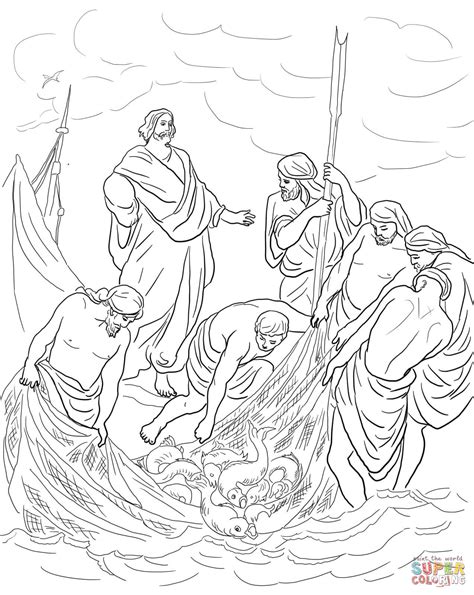 Dibujo Cristiano Para Colorear De Pedro Y La Pesca Milagrosa
