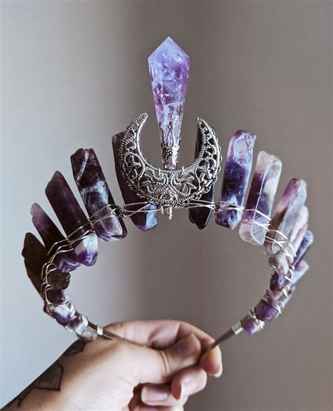 Luna Amethyst Queen Crystal Crown Wedding Crown Crystals Etsy