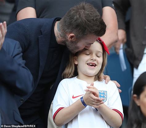 David Beckham Shares A Kiss With Daughter Harper As They Support The