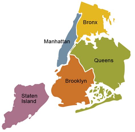 The Five 5 Boroughs Of New York City New York City Map