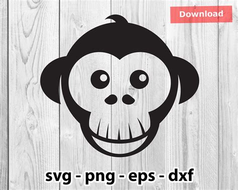 Cute Monkey Face Svg Png Dxf Eps Instant Download For Print Etsy